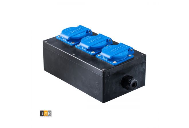 Keraf 114565 Volrubber multiverdeelblok type 10 met 3x CEE 16A contactdozen Keraf 114565 Volrubber multiverdeelblok type 10 met 3x CEE 16A contactdozen