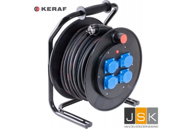 Professionele Bouwhaspel | Kabelhaspel | Stroomhaspel | 25 meter 3G1.5 H07RN-F | K310 KERAF | 117054 - JSK Handelsonderneming