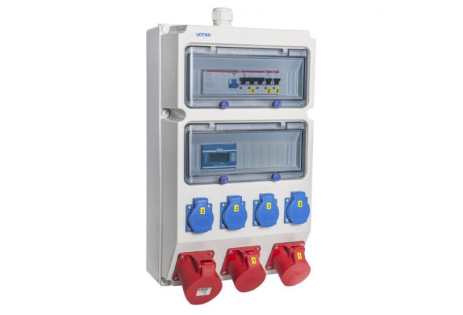 VOTHA® wandverdeler - 1x CEE 32A 400V~2x CEE 16A 400V~4x Contactdoos 230V "WUPPERTAL" 085.124.0121-1Z - EAN: 4028230340860