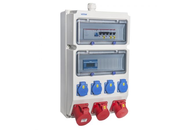 VOTHA® wandverdeler - 1x CEE 32A 400V~2x CEE 16A 400V~4x Contactdoos 230V "WUPPERTAL" 085.124.0121-1Z - EAN: 4028230340860