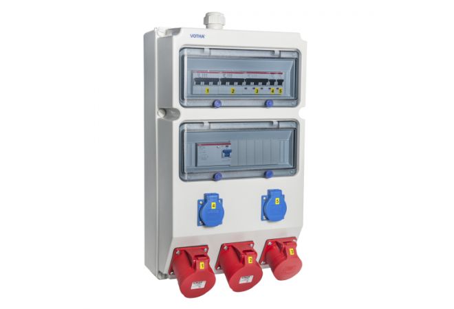 065.212.2121 | VOTHA® wandverdeler - bedraad "WUPPERTAL" | 2x CEE 32A 400V | 1x CEE 16A 400V | 2x Contactdoos 230V - JSK Handelsonderneming