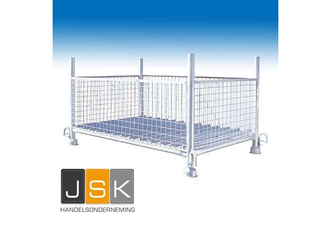 Steigerpallet 130x70cm gegalvaniseerd met gaaswanden (Müba 15309) - JSK Handelsonderneming