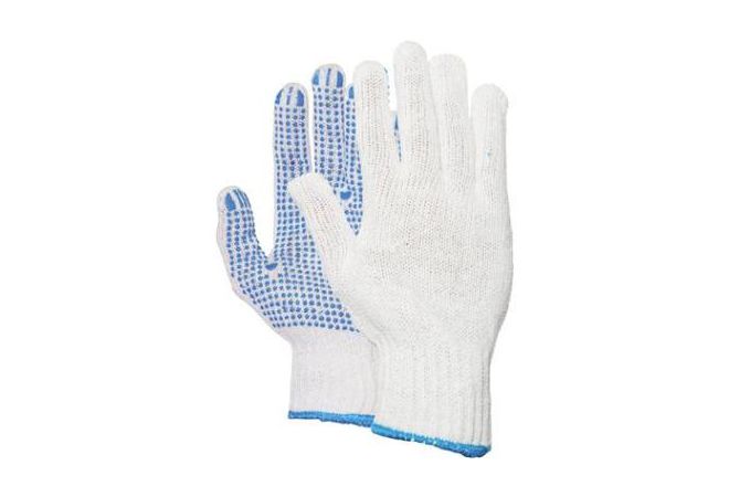 Rondgebreide polyester/katoen handschoen met PVC nop (Doos 25 dozijn) - 1.14.241.10 - JSK Handelsonderneming