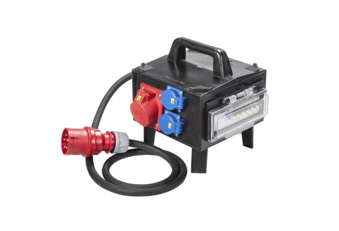 Rubberenveiligheidsverdeler 1600VA "GÜTERSLOH" 1x CEE 32A, 1x CEE 16A, 3x contactdoos 230V - 013.113.0131-2