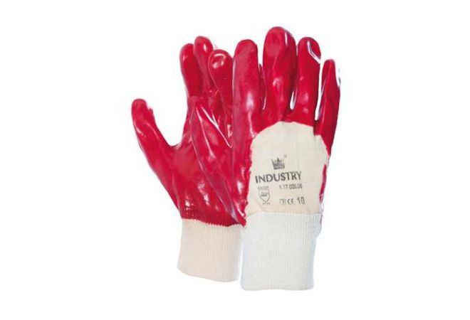 Handschoen PVC rood met tricot manchet en ventilerende rugzijde (Doos 120 paar) - 1.17.020.00 - JSK Handelsonderneming