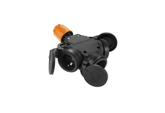 SIROX® XL volrubber 3-voudige hangkoppeling oranje met verend klapdeksel - 801.485.17 - JSK Handelsonderneming