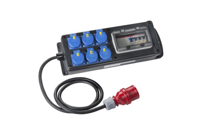 Volrubber verdeelbox "GOTHA" 6x Contactdoos 230 V~ - 052.006.0031 - JSK Handelsonderneming