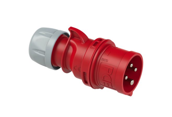 014-6v CEE Contactstop 4-polig, 16A 400V (50+60 Hz) Rood, 6h IP44 SHARK / CEE-plug 16A 4p 6h IP44 SHARK - 102202