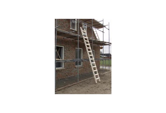 Wetim ladder enkel 15 sporten / 4,20m hout met anti-doorzaagstrip - JSK Handelsonderneming