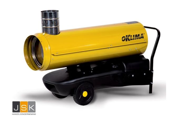 Oklima SE 120 diesel heteluchtkanon indirect gestookt met rookgasafvoer - Capaciteit 34 kW - 29.000 Kcal/h - Luchtverplaatsing 1150 m³/h - Gratis bezorgd