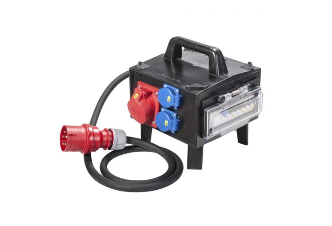 Rubberen verdeler "GÜTERSLOH" - zwerfkast rubber, 1x32A5p400V, 2x16A5p400V, 3x16A5p230V Schuko - 013.123.0131-1 | Geen verzendkosten