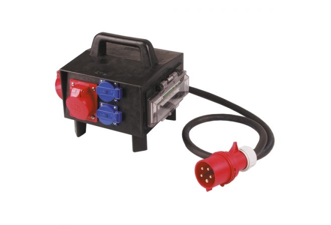 Rubberen verdeler "GÜTERSLOH" - zwerfkast rubber, 1x32A5p400V, 2x16A5p400V, 3x16A5p230V Schuko - 013.123.0131-1