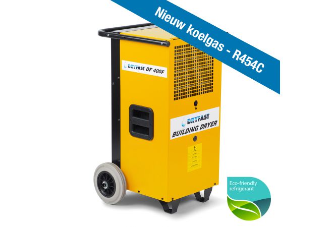 DF400F | Bouwdroger DF400F | Dryfast | Standaard met urenteller | Capaciteit max.75 l / 24 uur | Werkbereik 0°C - 35 °C | Luchtverplaatsing 600 m³/uur, radiaal ventilator