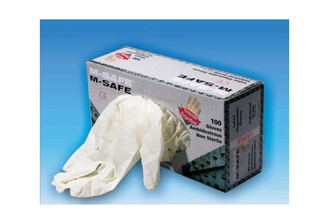 M-Safe 3417 latex handschoenen poedervrij, naturel