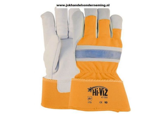 Nerflederen handschoen Hi-Viz, oranje