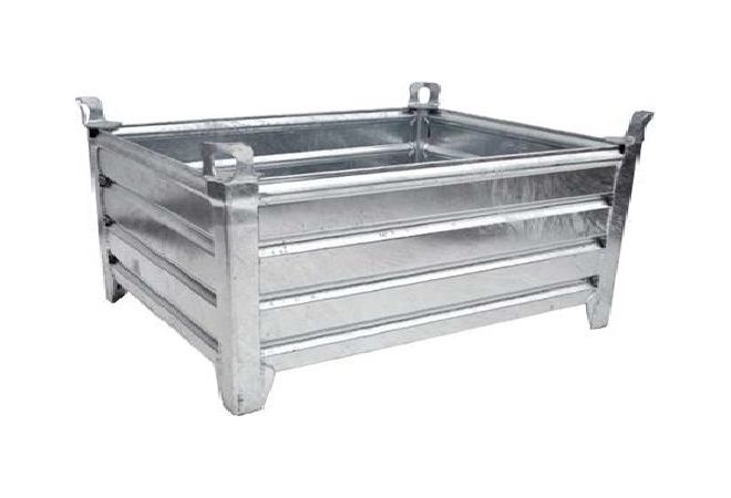Stalen bakken vaste constructie stapelbak 4 wanden | 120x80x50cm | Thermisch verzinkt met 4 hijsogen Max. hijslast 2.000 kg