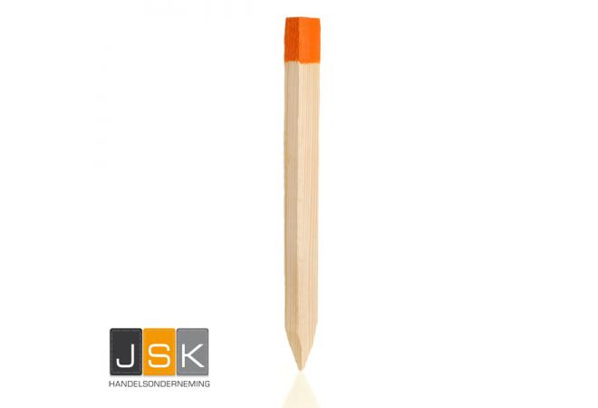 Vuren piketpaaltje - paalpiket - heipiket - houten piketten 22x32x350mm met oranje kop - JSK Handelsonderneming