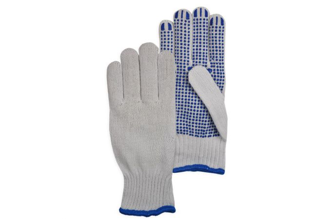 20-300 Rondgebreide Poly / Katoen Handschoen Met PVC Nopjes | Doos 25 paar / 300 paar | maat One Size | 2.02.20.300 - JSK Handelsonderneming