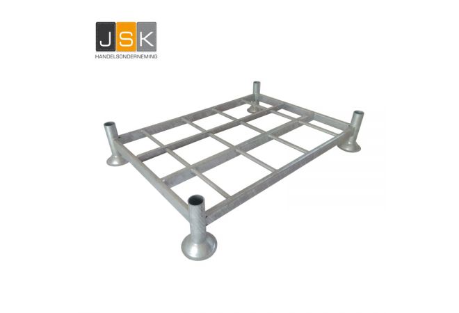 Euro-Rack Small | Palletstelling | Bandenstelling | Emballage raampallet | Flexibele magazijnstelling | excl. rongen 60.3 | Afmetingen: L: 1530, B: 1165, H: 300 (mm) | Flexibele magazijnstelling - JSK Handelsonderneming