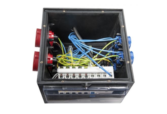 Rubberen verdeler "GLATTBACH" met 2 meter kabel 16A en stekker | 2x CEE 16A 5-polig 400V | 4x schuko 230V | 014.024.0121-1 - JSK Handelsonderneming