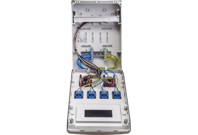 Wandverdeler lege behuizing voorbedraad | 1x CEE 32A 5p 380V | 1x CEE 16A 5p 380V | 4x schuko 16A 230V | "WERSAU" | 056.114.0000-V - JSK Handelsonderneming