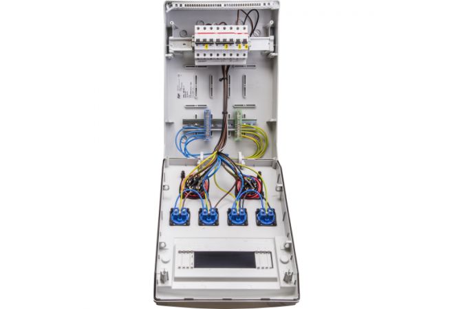 Wandverdeler bedraad | 1x CEE 32A 5p 380V | 1x CEE 16A 5p 380V | 4x schuko 16A 230V | "WERSAU" | 056.114.1120 - JSK Handelsonderneming