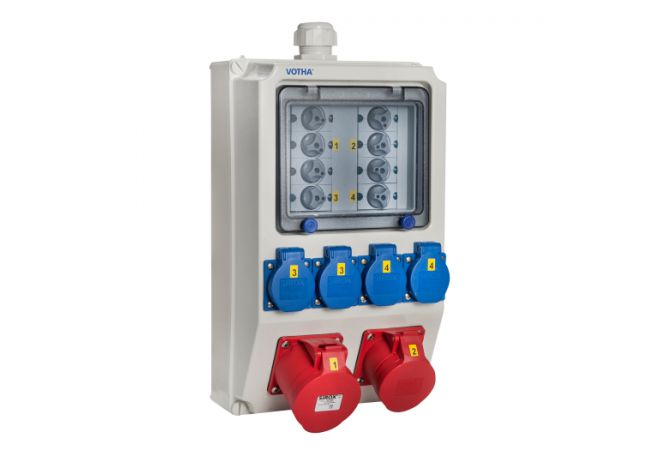 VOTHA® wandverdeler - bedraad "WEINHEIM" | 1x CEE 16A 400V | 1x CEE 32A 400V | 4x Contactdoos 230V | "WEINHEIM" | 059.114.0000-1  - JSK Handelsonderneming