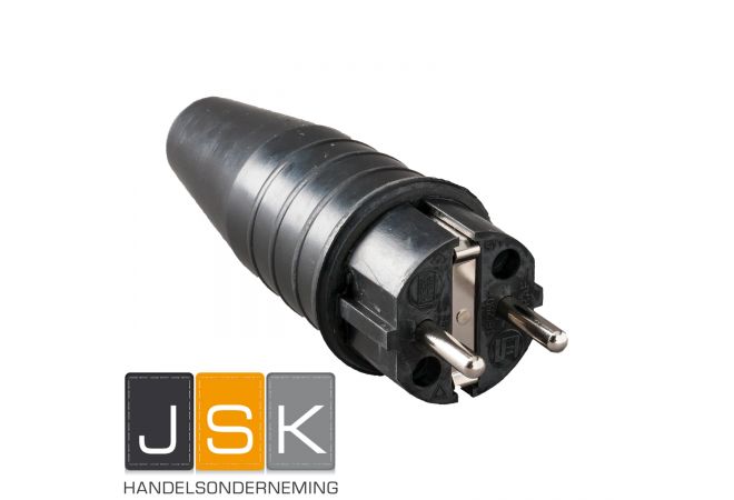 104446 Type 511 KERAF Volrubber contactstop 16A 250V~ randaarde, Kleur Zwart ral 9005 Gewicht 120 g