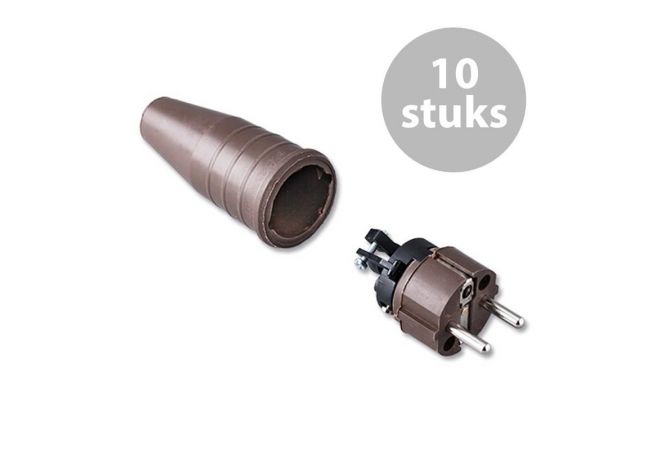 Solid rubbercontact stop plug 16A, 250V in the coulor braun/braun | 114187 | doos 10 stuks - JSK Handelsonderneming
