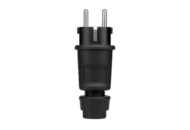 ABL PVC stekker met wartel | 16A 2-polig zwart | type 1519100 | rechte stekker met randaarde | 56061 - JSK Handelsonderneming