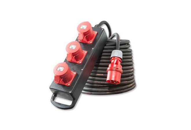 Verlengkabel CEE 400V 10 meter met volrubber verdeeldoos | 5x2,5 mm² met 3x 16A CEE | 106740 | gratis verzending - JSK Handelsonderneming