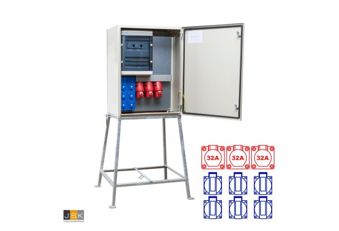 Meterverdeelkast 40 Ampère | KEM4001 | 2x CEE 32A 4p 380V | 1x CEE 32A 5p 380V | 6 x schuko 16A 230V | 104495 - JSK Handelsonderneming