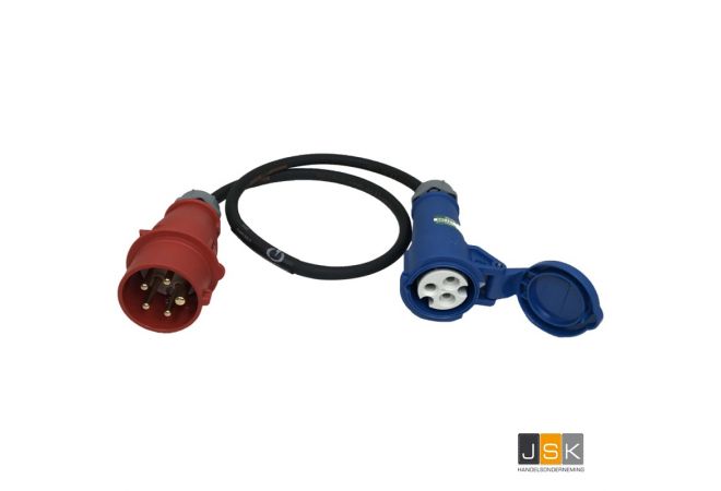 325>323 CEE stroom adapter 32A 5-polig 400V naar CEE 32A 3-polig 230V | 325323