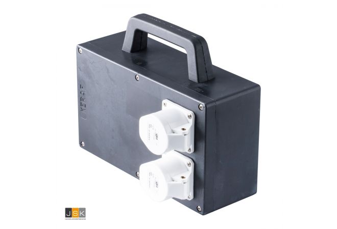 Veiligheidstransformator 42V 300VA | 2x uitgang 42V 16A 2p in volrubber kast Prisma | 104388 - JSK Handelsonderneming