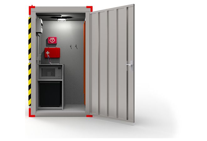 First Aid Cabin | 1.00x1.20x2.20mtr. and runs on 230V | 1500kg Load | Floor 500kg/m2 | Roof 300kg/m2 | 03106-CFA - JSK Handelsonderneming