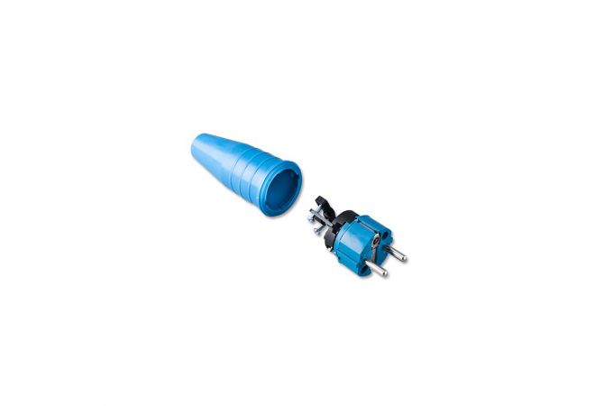 Solid rubbercontact stop plug 16A, 250V in the coulor blue/blue | 114186 - JSK Handelsonderneming