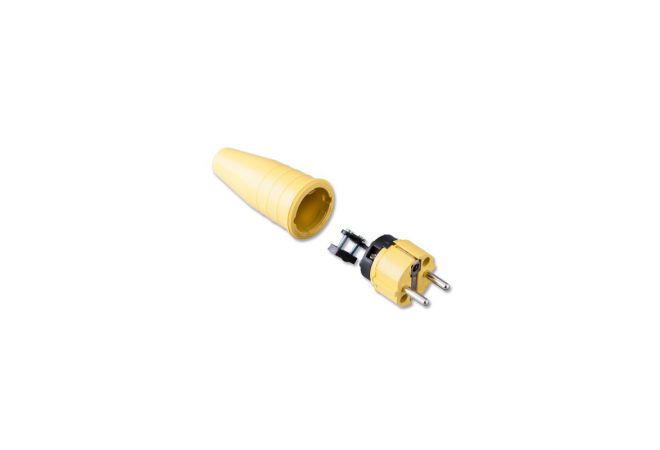 Solid rubbercontact stop plug 16A, 250V in the coulor yellow/yellow | 109447 | doos 10 stuks - JSK Handelsonderneming