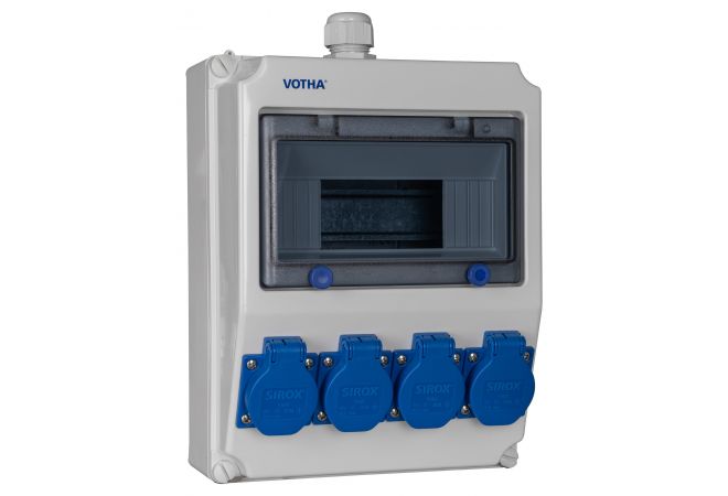 062.004.0000-V VOTHA® lege behuizing voorbedraad "WOLFSBURG " | 4x randaarde-contactdozen | EAN: 4028232429181
