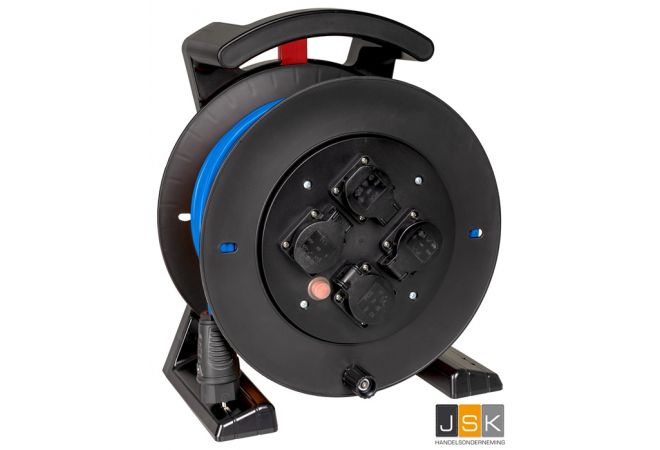 JUMBO kabelhaspel 2.0 in zwart, 4x veiligheidscontactdoos, H07BQ-F 3G2,5 mm², 40 m 211.114.7406