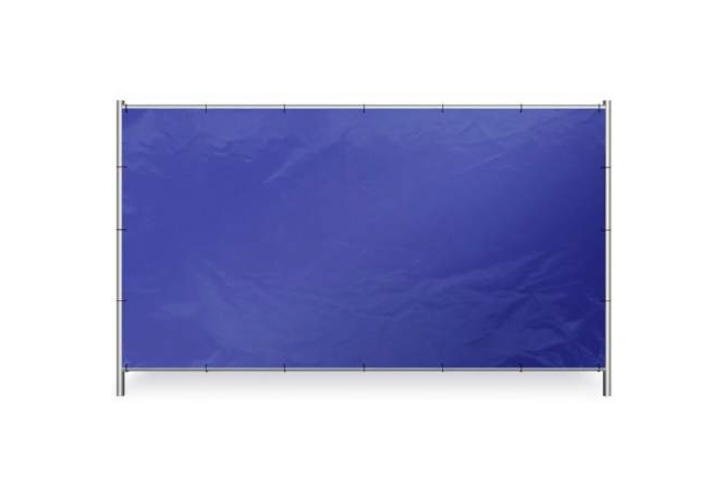 Blauw bouwhekzeil 176x341cm 150gr/m² | Rondom op 50cm voorzoen van een aluminium bevestigingsoog ø12mm. - JSK Handelsonderneming