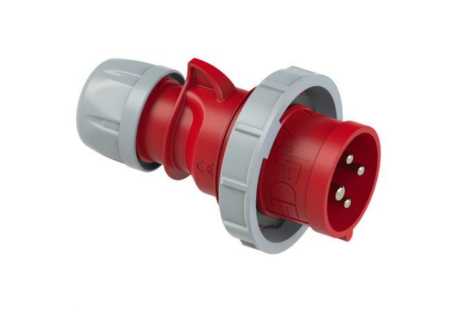 0242-3v CEE Stekker 32A 4p 3h IP67 SHARK | 400-440 V (50+60 Hz) rood | PCE 0242-3v / Sirox 600.2423 | Reefer plug - JSK Handelsonderneming