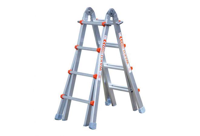 1413800100 | Waku Multifunctionele Ladder 4x3 | Gewicht: 10 kg | NEN 2484 / EN 131 norm | EAN: 42602709510066 - JSK Handelsonderneming