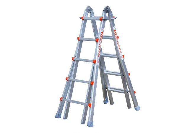 1413800102 | Waku Multifunctionele Ladder 4x5 | Gewicht: 16 kg | NEN 2484 / EN 131 norm | Hoogte ingeklapt: 157 cm - JSK Handelsonderneming