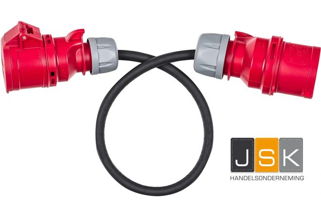 325165 | Adaptateur CEE 32-16 A/400 V mâle vers CEE 32-16 A/400 V femelle 5 broches, longueur 0,5 m, IP44, CE, non sécurisé,  Europees kwaliteits product met 2 jaar garantie