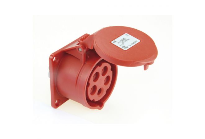 663.156 | SIROX® CEE-opbouw contactdoos IP44 | 5-polig, 400V | 6h recht, 16A Flensmaat 70 x 70 mm | EAN-Code: 4028232225769