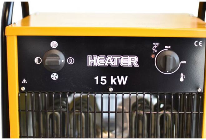 D15 | Dania elektrische heater 15 kW 400V / 50 Hz | Luchtverplaatsing 1.300 m³/uur | 5 - 10 - 15 kW | 60 dB(A) | 32A | Geïntegreerde thermostaat | Oververhittingsbeveiliging - JSK Handelsonderneming