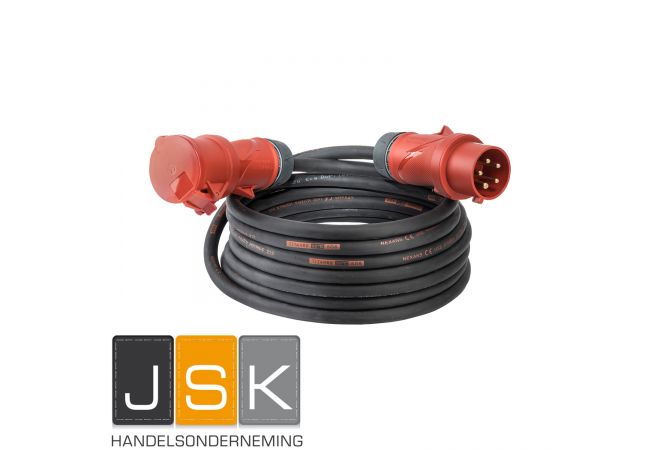 122377 Premium Mennekes CEE verlengleiding 25 meter 16A 5-polig 2,5mm² 400V zwart IP44 met Mennekes PowerTop Xtra stekkers