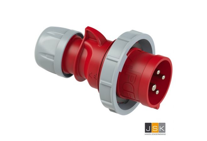 PCE 0242-3v CEE-stekker 4-polig, 400-440 V (50+60 Hz) rood, 3h IP67 SHARK 600.2423 / 0242-3v