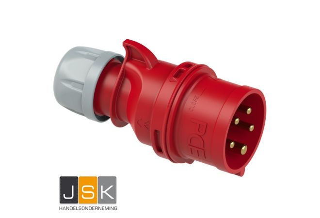 025-6v CEE-plug 5-polig 32A, 400 V (50+60 Hz) Rood, 5p 6h IP44 SHARK - CEE-plug 32A 5p 6h IP44 SHARK - 102224