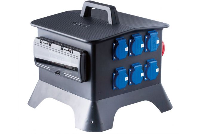 Bouwstroomverdeler ke27-1 verdeelkast 32A KERAF | doorlus 32A 5p 400V 2x CEE 32A 5p 400V | 6x schuko 16A 2p+RA 230V | 104483